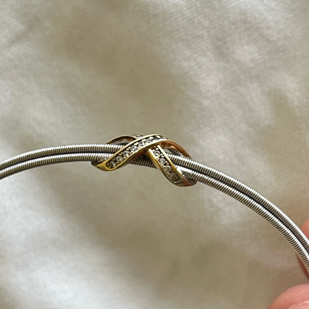 Two Tone Diamond Infinity Cable Cuff Bracelet - Picture 5 of 6
